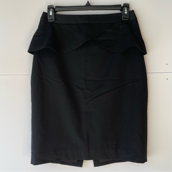 Express Women's Black Pencil Skirt Ruffled Short Mini Skirt, Sz 2 - Picture 1 of 8